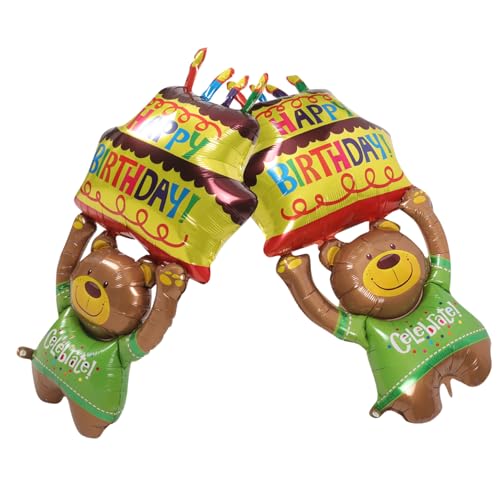 Anneome 2 Stück Bär Luftballons mit Torte Folienballons für Geburtstagsfeiern und Babypartys Dekoration für Fröhliche Anneome 2 Stück Bär Luftballons mit Torte Folienballons für Geburtstagsfeiern und Babypartys Dekoration für Fröhliche von Anneome