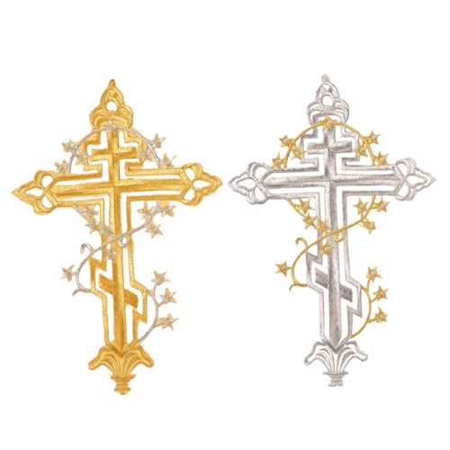 Anneome 2 Stück Goldene Kreuz Aufnäher Stickerei Patches für Kleidung Diy Dekoration Einfach Anzubringen für Reparaturen und Accessoires Vielseitig Einsetzbar von Anneome