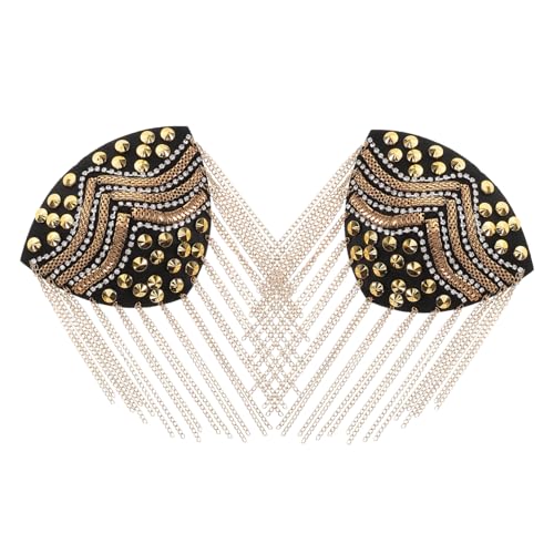 Anneome 2 Stück Goldene Quasten Schulterklappen mit Kettendetails Handgefertigte Dangle Chain Epauletten für Damen Stilvolle Schulterpolster für Hochzeit Party und Kostümdekoration von Anneome