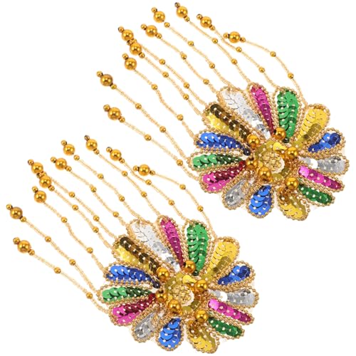 Anneome 2 Stück Goldfarbene Handgefertigte Schulter-pads mit Pailletten Quastenfransen und Blumenverzierung Wiederverwendbare Komfortable Auftritt Cosplay-accessoires für Damen von Anneome