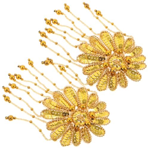 Anneome 2 Stück Handgefertigte Goldene Schulter-epauletten mit Paillettenblumen und Fransen-tasseln für Kostüme Leichte Stilvolle Party-schulterpolster für Damen von Anneome