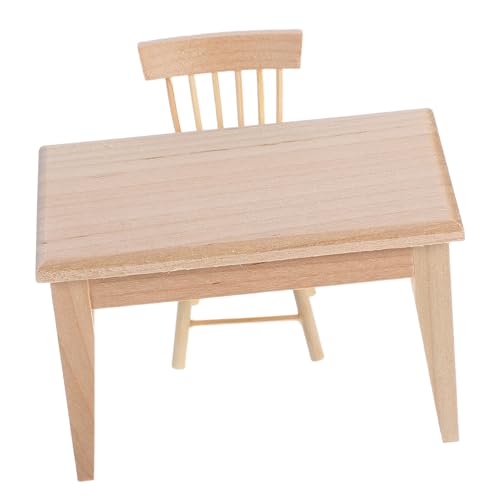 Anneome 2 Stück Miniatur Puppenhaus Möbel Set Teiliges Holz Tisch Stuhl Set Naturholz Mini Esszimmermöbel für Puppenhaus Dekoration Detailreiches Design Fördert Kreativität und Lernspaß von Anneome