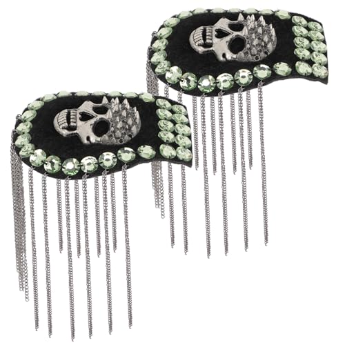 Anneome 2 Stück Punk Quasten Epauletten mit Totenkopf Schulterabzeichen Kostüm Zubehör für Captain und Halloween Langlebige Uniform Applikationen für Jacken und Bühnenoutfits Anneome 2 Stück Punk Quasten Epauletten mit Totenkopf Schulterabzeichen Kostüm Zubehör für Captain und Halloween Langlebige Uniform Applikationen für Jacken und Bühnenoutfits von Anneome