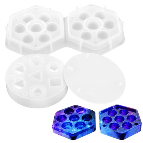 Anneome 2 Stück Silikon Dice Formen für Resin Gießen Diy Epoxidharz mit Seiten und Hexagon Würfel Aufbewahrungsbox Kreative Bastelideen von Anneome
