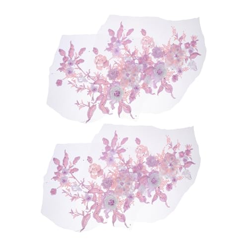 Anneome 2 Stück Spitzenapplikationen mit Perlen Bestickt Leichte Lila für Kleidung Reparatur DIY Brautkleider Abendmode Vielseitig Einsetzbare Stoffflicken von Anneome