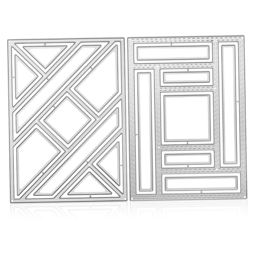 Anneome 2 Stück Teiliges Geometrisches Stanzschablonen für Grußkarten Präzise Schneidvorlagen DIY Kartengestaltung Langlebige Metall Stanzformen für Scrapbooking und Bastelprojekte von Anneome