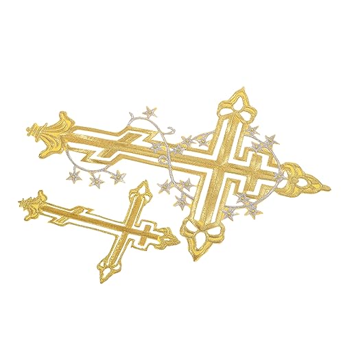Anneome 2 Stück Teiliges Goldene Kreuzmuster Aufnäher für Hüte Verschleißfeste Bügel Patches DIY Kleidung und Accessoires Einfache Anwendung für Jeans und Taschen von Anneome