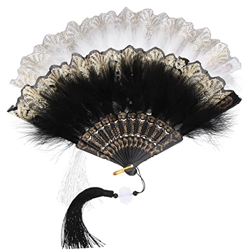 Anneome 2 Stück Teiliges Vintage Feder Handfächer Damen Handgefertigt für Hochzeit Tanz Party Fotorequisiten Dekoration Leicht und Langlebig Anneome 2 Stück Teiliges Vintage Feder Handfächer Damen Handgefertigt für Hochzeit Tanz Party Fotorequisiten Dekoration Leicht und Langlebig von Anneome