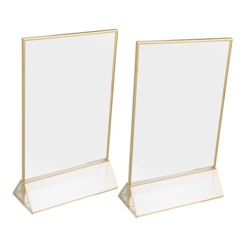 Anneome 2 Stück Transparente Acryl Tischkartenhalter mit Goldrand Vertikale Ständer für Hochzeiten Restaurants und Veranstaltungen von Anneome