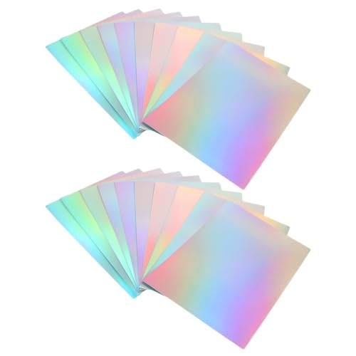 Anneome 20 Blatt Metallic Regenbogen Karton Schimmerndes Scrapbooking Papier Holografisches Bastelpapier für Einladungen und Handarbeiten Leichter Stabiler Karton mit Edlem Glanz von Anneome