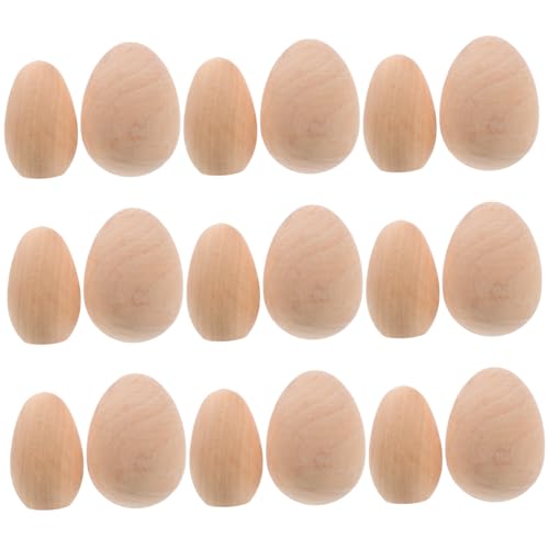 Anneome 20 Stück Eierdekoration aus Holz Ornament Simulation Party Streich teigroller ostern ostereierfarbe Ei-Dekoration easter eggs Osterei- DIY-Eier aus Holz zum Basteln von Anneome