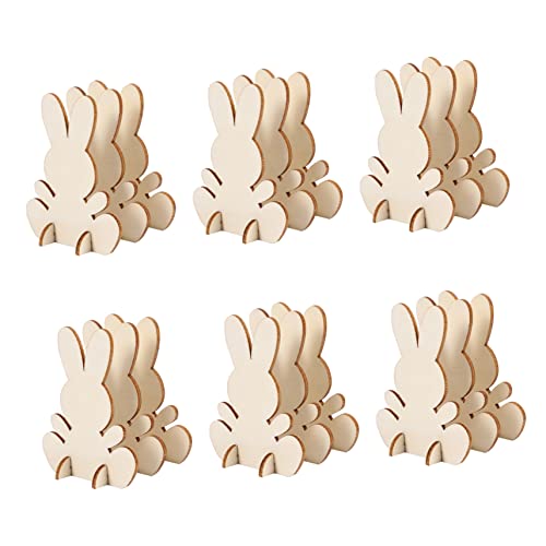 Anneome 20 Stück Holz Hasen Dekorationen für Ostern Holz Bastelbedarf Tischornamente Langlebige Holzfiguren für Kreative Raumgestaltung von Anneome