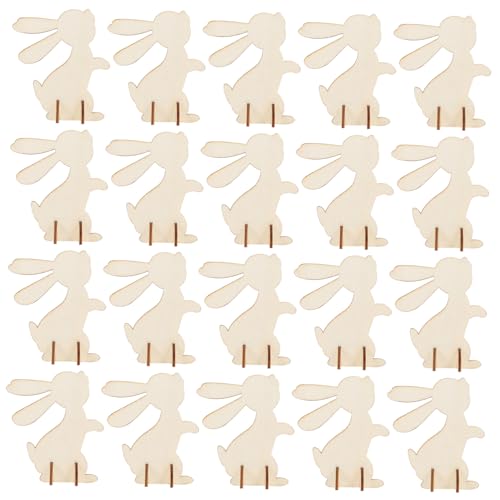 Anneome 20 Stück Teiliges DIY Holz Osterhasen Osterdeko Robustem Holz Bemalbare Figuren für Osterparty Dekoration und Bastelspielzeug von Anneome