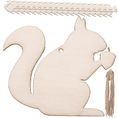 Anneome 20 Stück Teiliges Holz DIY Eichhörnchen Formen Naturbelassene Holzscheiben mit Bohrlöchern zum Bemalen und Basteln Herbstliche Dekoration für Party Hochzeit und Wohnraumgestaltung von Anneome