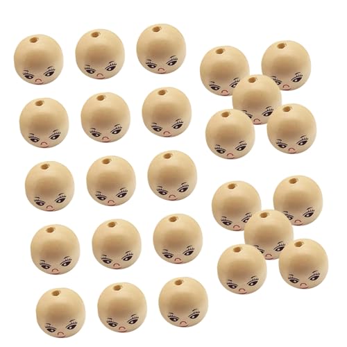 Anneome 20 Stück Teiliges Holzperlen mit Lachendem Gesicht Natürliche Holz Deko Perlen für DIY Schmuckzubehör Lose Holzkugeln für Armbänder Halsketten und Bastelprojekte Mädchen von Anneome