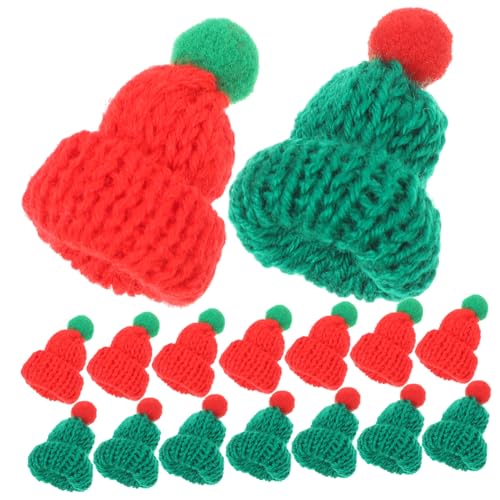 Anneome 20 Stück Teiliges Miniatur Weihnachtsmütze Gestrickte Santa Hüte in Rot und Grün mit Langlebig und Vielseitig für DIY Weihnachtsdekoration und Partyzubehör von Anneome