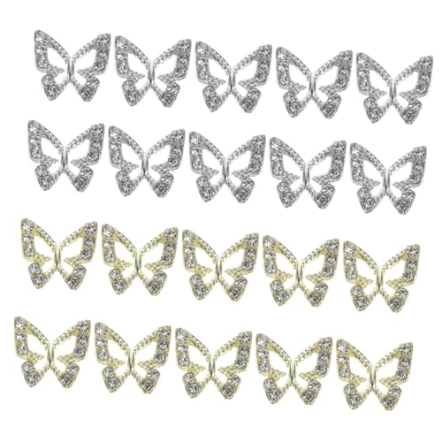 Anneome 20 Stück Teiliges Nagelkunst mit Filigranen Schmetterlings Charm Elementen Leichte Maniküre Dekorationen mit Funkelnden Strasssteinen für Hochzeit Geburtstag Weihnachten und von Anneome