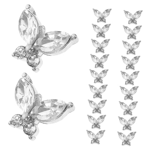 Anneome 20 Stück Teiliges Nail Charms Schmetterling Nagel Deko Glänzende Nail Art Ornamente für Frauen Mädchen Glitzernde Maniküre Schmuck für Natürliche und Künstliche Nägel von Anneome