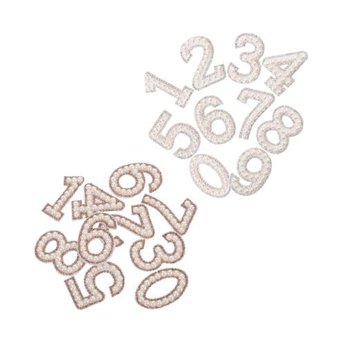 Anneome 20 Stück Teiliges Perlen-strass-zahlen-eisen-bügelbild- Glitzernde Applikationen Einfache Anbringung Vielseitig für Kleidung Taschen Schuhe Diy-modeaccessoires Weiß und Braun von Anneome