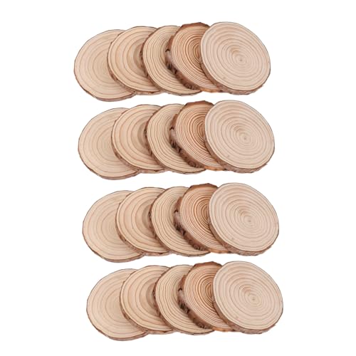 Anneome 20 Stück Teiliges Runde Holzscheiben aus Natürlichem Kiefernholz für DIY Basteln Weihnachtsornamente Rustikale Tischdekoration und Untersetzer von Anneome