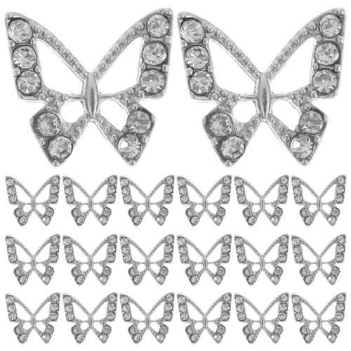 Anneome 20 Stück Teiliges Schmetterling Nail Charms mit Strasssteinen Glänzende Nagelkunst für Damen Maniküre Kreative Nail Art Dekoration Geeignet für Weihnachten Partys und DIY von Anneome