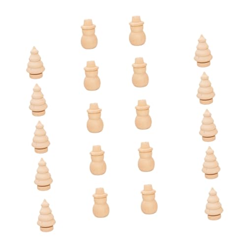 Anneome 20 Stück Teiliges Weihnachtsbaum und Schneemann Holzpuppen zum Bemalen Handgemachte DIY Holzverzierungen für Festliche Dekoration für Weihnachten von Anneome