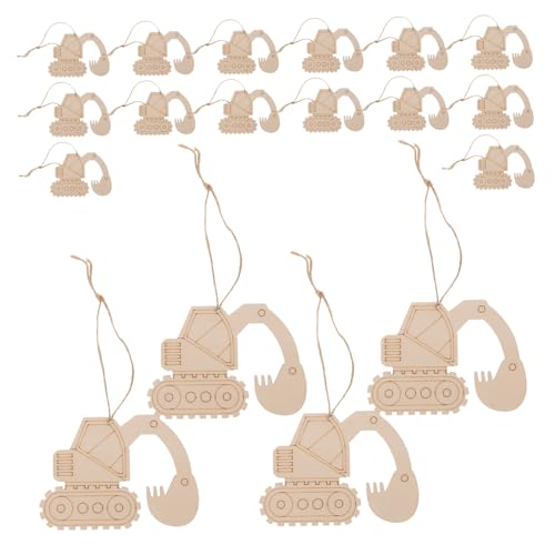 Anneome 20 Stück Unfertige Holzscheiben mit Bohrloch Blanko Holzplatten in Baggerform für DIY Bastelprojekte und Erwachsene zum Bemalen Hängen und Partydekorationen von Anneome