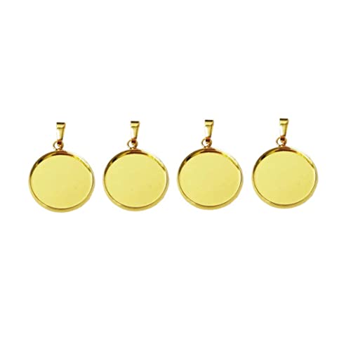 Anneome 20 Stück runder Korkboden Schmuck Perlen-Kits Bausätze Schlüssel Bausatz groß Cabochon für freundinen Halskette Zubehör DIY Anhängerhalter Basen Anhänger Tabletts Golden von Anneome