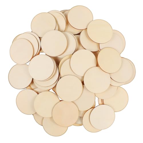 Anneome 200 Stk. Runde Holzscheiben Naturbelassene Holzkreise für DIY Basteln Schmuckherstellung und Wohnkultur Holzplättchen zum Bemalen und Dekorieren von Anneome