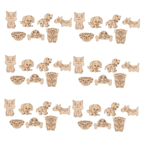 Anneome 200 Stück Blanko Holztiere Ausgeschnittene Holzscheiben Katzen und Hunde Formen zum Bemalen DIY Basteln Weihnachtsschmuck Halloween Dekoration von Anneome