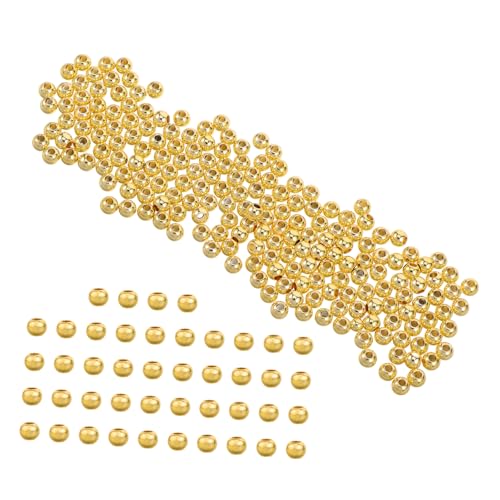 Anneome 200 Stück Runde Metall Spacer Perlen Goldfarben Glatt mit Schmuckherstellung DIY Armband Halskette Zubehör von Anneome