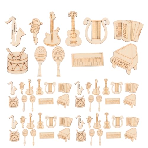 Anneome 200 Stück Unvollendete Holzmusikinstrument Ausschnitte für DIY Bastelprojekte Blanko Gitarren und Klavierformen für Musikparty Dekoration und Kreative Aktivitäten von Anneome