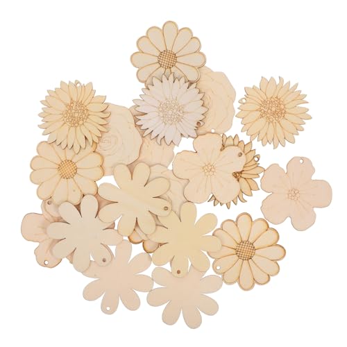 Anneome 20Stücke Holz Blumenornamente zum Ausmalen Unbearbeitete DIY Sonnenblumen und Rosenausschnitte mit Juteschnur für Kinderhandwerk und Frühlingsdekorationen Anneome 20Stücke Holz Blumenornamente zum Ausmalen Unbearbeitete DIY Sonnenblumen und Rosenausschnitte mit Juteschnur für Kinderhandwerk und Frühlingsdekorationen von Anneome