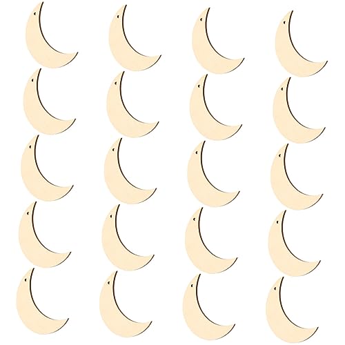 Anneome 20Stücke Unlackierte Mond Holzscheiben DIY Bastelbedarf für Glatte Oberflächen Unfertige Holzstücke zum Bemalen und Dekorieren Sicheres Holzmaterial von Anneome
