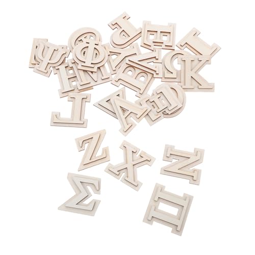 Anneome 24 Stück Doppellagige Holzgriechische Buchstaben Unlackierte Alphabetbuchstaben für DIY Wanddekoration Handwerk Wandkunst Projekte von Anneome