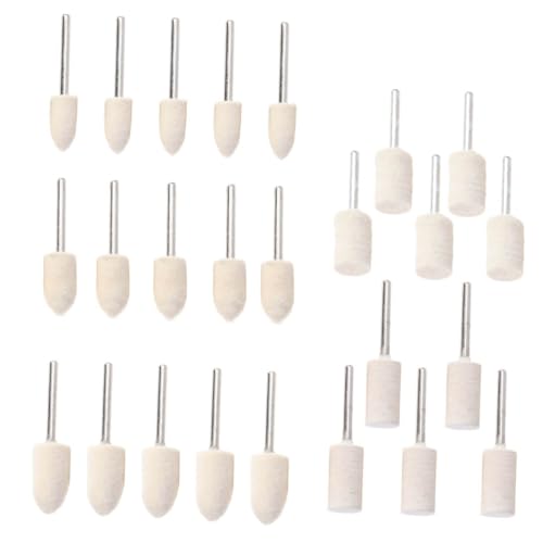 Anneome 25 Stück Polierkopfset Polierscheiben-Set Polierzubehör-Set Polieren Schleifen Bausatz Polierscheiben-Sortimentsset Rad Puffer Polierpad aus Wolle Polierscheibe aus Wolle Beige von Anneome