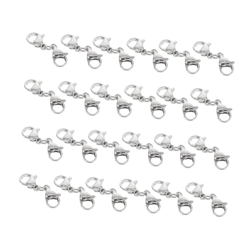 Anneome 25 Stück Verlängerungskette mit Karabinerverschluss doppelt Extender schmuckherstellung schmuck machen ohrringe silber Karabiner-Verbindungsschnalle Schmuckzubehör Rostfreier Stahl von Anneome