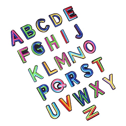 Anneome 26 Stück Buchstaben-Patch nähen Kleidungsflicken gestickte Aufnäher kleiden alphabet sticker buchstabenaufkleber Stickerei-Patch-Versorgung Hotmelt-Aufkleber Vlies Colorful von Anneome