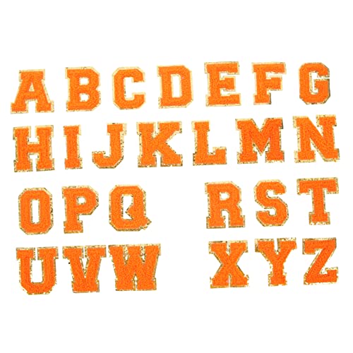Anneome 26 Stück Buchstaben Patches zum Aufbügeln Diy Chenille Buchstaben Aufnäher für Kleidung und Rucksäcke Orange Langlebig und Hautfreundlich für Kreative Projekte von Anneome