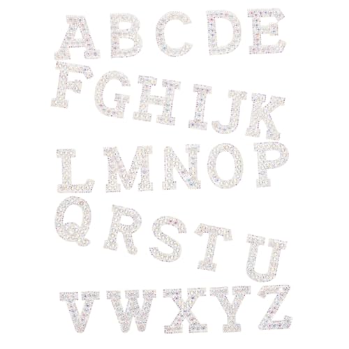 Anneome 26 Stück Heiße Diamant-Buchstabenaufkleber alphabet sticker letter stickers Patch-Briefe Buchstaben-Chenille-Aufnäher Stickbuchstaben aufbügeln Glitzerbriefe Strasssteine Silver von Anneome