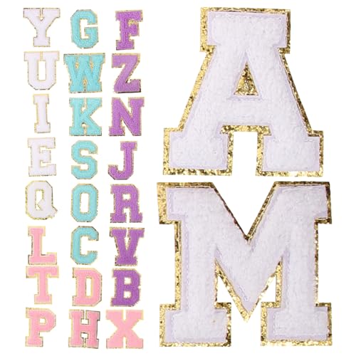 Anneome 26 Stück Teiliges Bügelpatches für Kleidung Dekorative Buchstaben Patches Chenille zum Aufbügeln und Diy für Kreative Reparaturen und Verschönerungen von Anneome