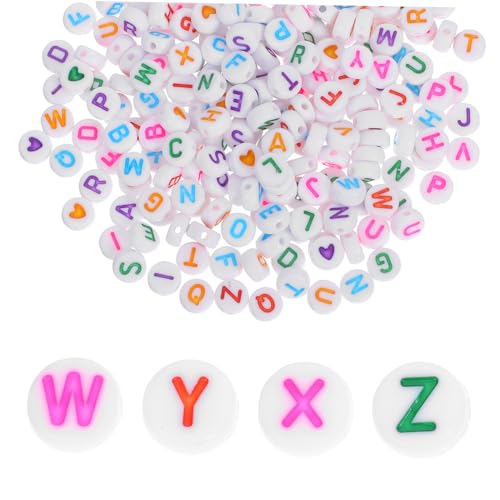Anneome 270 Stück Teiliges Acryl Alphabet Perlen mit Herzanhängern Runde Flache Buchstabenperlen für DIY Armbänder Halsketten Freundschaftsarmbänder und Kreative Schmuckprojekte von Anneome