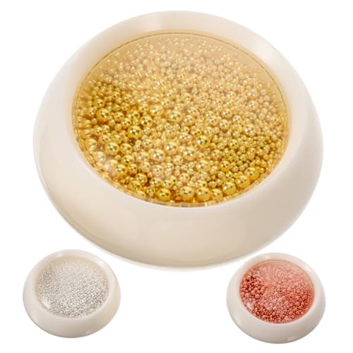 Anneome 3 Kartons Boxen Metallperlen Nageldekoration Mix in Roségold Gold Silber DIY Maniküre Zubehör Langlebige Stahlkugeln für Kreative Nagelkunst Geeignet für Natur Künstliche Nägel von Anneome