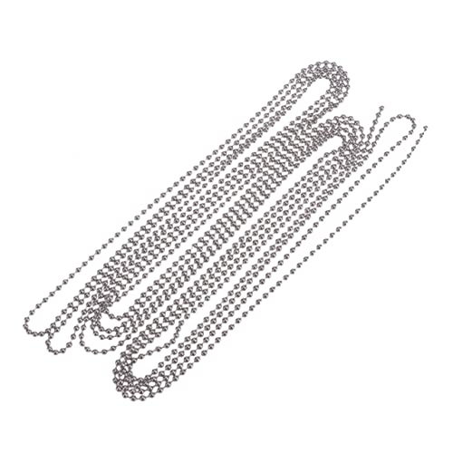 Anneome 3 Kugelkette Mit Verbindungsstücken Kette Perlenkette Schlüssel Für Handwerk Kettenperle Ball Silberkette Mit Stecker Kugelkettenverbinder Schild Perlenkette Aus Edelstahl Silver von Anneome