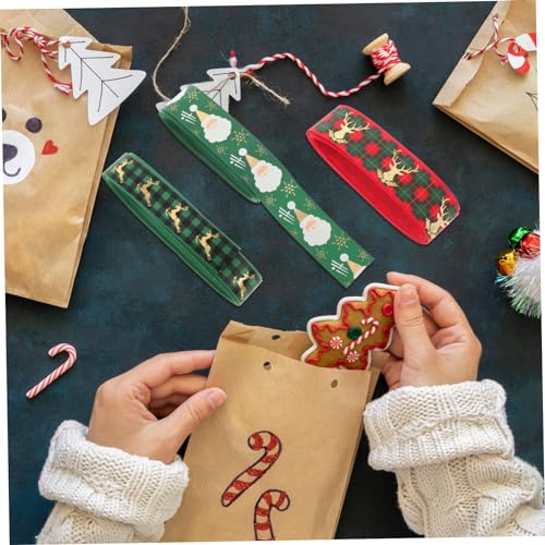 Anneome 3 Rollen Breites Weihnachts Geschenkband Rote und Grüne Satinbänder mit Festlichen Motiven pro Strapazierfähiges Verpackungsband für Partydekoration und Geschenkverpackung von Anneome