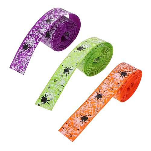 Anneome 3 Rollen Halloween Geschenkband aus Polyester mit Spinnennetzmuster Vielseitig für Partydekoration DIY Bastelarbeiten und Geschenkverpackung Farbenfrohes Band in Orange Grün und Anneome 3 Rollen Halloween Geschenkband aus Polyester mit Spinnennetzmuster Vielseitig für Partydekoration DIY Bastelarbeiten und Geschenkverpackung Farbenfrohes Band in Orange Grün und von Anneome