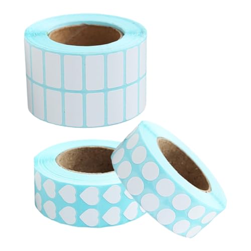 Anneome 3 Rollen Leere Haftetiketten Selbstklebende Blanko Sticker für Beschriftungen Herz und Quadratform pro Rolle Organisieren und Klassifizieren von Gegenständen von Anneome