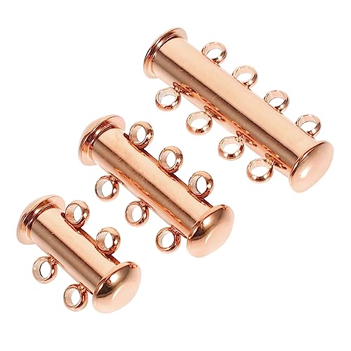 Anneome 3 Stück Metallschnalle Perlenarmband Verschlüsse Schichtung Geschichtete Halskette Verschluss Halskettenschichtverschluss Mehrere Kettenverlängerungen Rostfreier Stahl Roségold von Anneome
