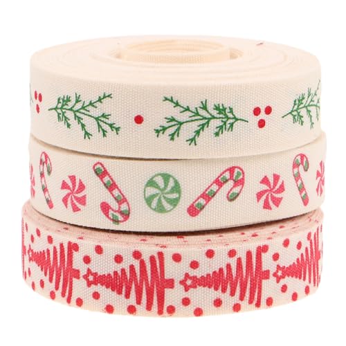 Anneome 3 Stück Teiliges Baumwoll-weihnachtsband Yards Festliches Geschenkband mit Exklusiven Mustern Vielseitig für Diy-kränze Geschenkverpackungen und Weihnachtsdeko Weiche Textur von Anneome