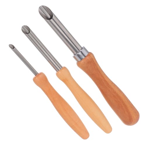 Anneome 3 Stück Teiliges Lochstanzset aus Edelstahl mit Ergonomischem Holzgriff Runde Töpferwerkzeuge für Präzises Stanzen von Keramik und Modelliermasse für Professionelle und von Anneome
